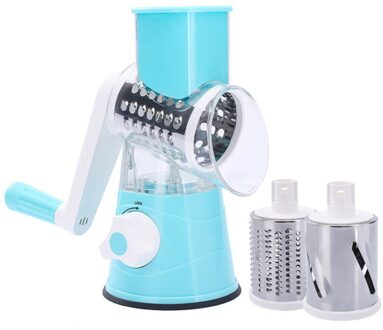 3 In 1 Handleiding Plantaardige Slicer Rasp Cutter Dunschiller Multifunctionele Ronde Snijmachine Aardappel Snijmachine Groente Spiralizer Keuken Tool blauw