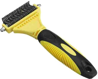 3-In-1 Huisdier Hond Kat Dematting Bruidegom Deshedding Tool Haar Kam Borstel Rake B99 geel