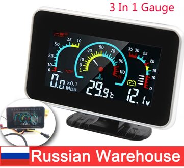 3 In 1 Lcd Digitale Gauge Voor Auto Vrachtwagen Volt Water Temp Gauge Met Sensor 10Mm Oliedrukmeter 1/8 Npt Voltage Voltmeter