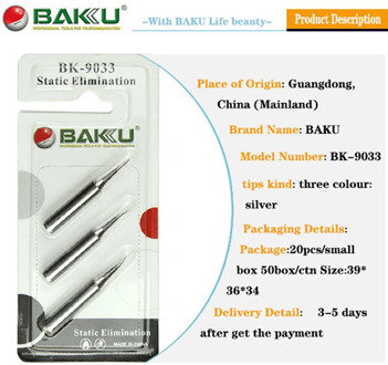 3 in 1 Lead Free Soldering Tips Original BAKU BK-9033, For 900M 907 913 376 453 601D 878L SOLDERING STATION