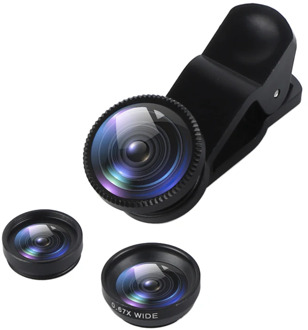 3-in-1 Lens Kit Fish Eye Lens Wide Angle Macro Fisheye Lens Zoom For Iphone Xiaomi Huawei Samsung Mobile Phone Camera Lens Kit