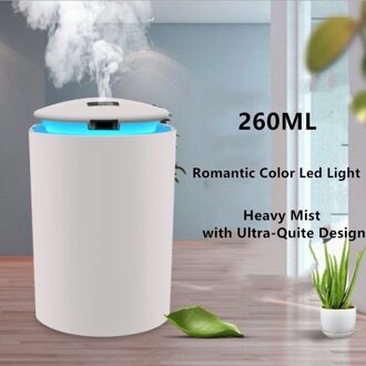 3 In 1 Luchtbevochtiger 320Ml Usb Mini Ultrasone Essentiële Aroma Diffuser Auto Thuis Draagbare Kleurrijke Lamp Luchtreiniger mist Maker wit