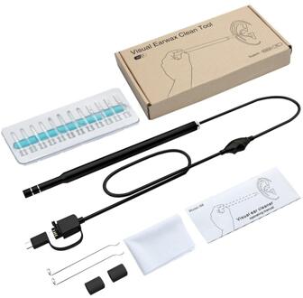 3 In 1 Multifunctionele Oor Cleaner Usb Endoscoop 5.5Mm Visuele Oorsmeer Clean Tool Oor Lepel Earpick Otoscoop Camera 0.3MP leshp