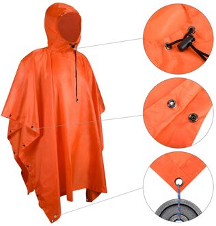 3 In 1 Multifunctionele Rits Regenjas Outdoor Reizen Regen Poncho Rugzak Wandelen Regenhoes Luifel Camping Mat Waterdichte Tent