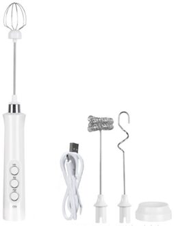3 In 1 Oplaadbare Melkopschuimer Handheld Met Opladen Stand, Elektrische Melkschuim Mixer Maker Blender