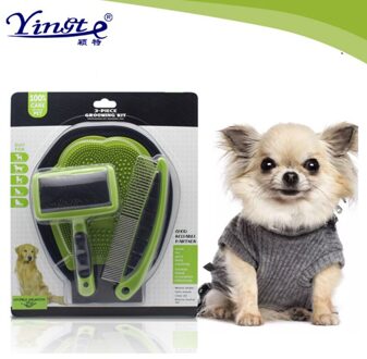3 In 1 Pet Dog Grooming Borstel Set Pet Grooming Handschoen Hond Grooming Cleaning Kit