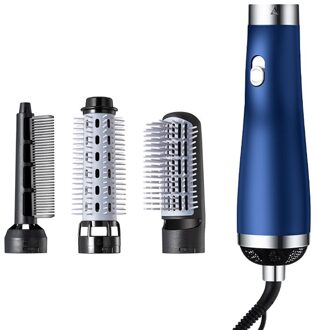 3 In 1 Professionele Elektrische Föhn Borstel Air Kam Multifunctionele Haar Krultang Negatieve Ionen Hete Lucht Kam Haar styler Gereedschap Blauw
