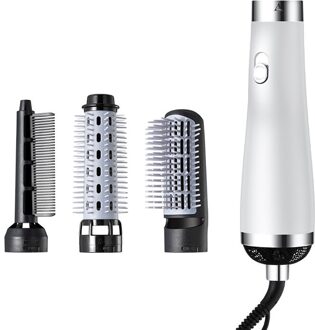 3 In 1 Professionele Elektrische Föhn Borstel Air Kam Multifunctionele Haar Krultang Negatieve Ionen Hete Lucht Kam Haar styler Gereedschap wit