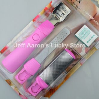 3-in-1 professionele pedicure gereedschap voetverzorging eelt remover rasp bestand dode huid remover set roze