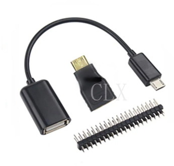 3 in 1 Raspberry Pi Zero Adapter Kit Mini HDMI to HDMI adapter+Micro USB to USB Female OTG Cable + 20 pin Male GPIO Header RRI 0