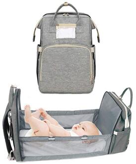 3 In 1 Reizen Draagbare Luiertas Baby Reizen Backapack Babybed Luier Veranderende Tafel Pads Voor Moeder Vader Baby grijs