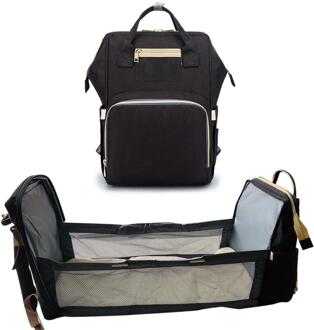 3 In 1 Reizen Draagbare Luiertas Baby Reizen Backapack Babybed Luier Veranderende Tafel Pads Voor Moeder Vader Baby zwart