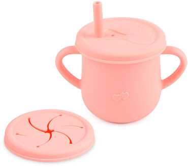 3 in 1 Rietjes & Snack Beker - Zalm Roze