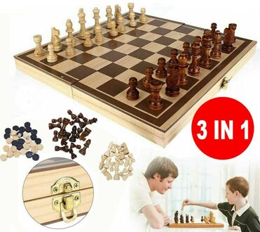 3 In 1 Schaakspel Houten Schaakspel Grote Maat Folding Houten Schaakspel Bordspel Checkers Kinderen Educatief games