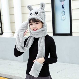 3 In 1 Sjaal Herfst Winter Warme Sjaal Vrouwen Studenten Vrouwelijke Winter Soft Hooded Leuke Sjaal Zakken Handschoenen Sjaals Hoed 2