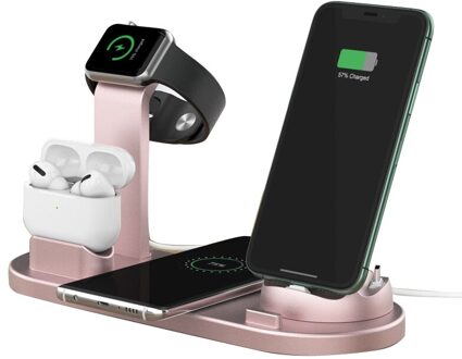 3 In 1 Snelle Draadloze Oplader Inductie Laadstation Voor Iphone Huawei Xiaomi Samsung Opladen Dock Station Voor Apple Horloge roze