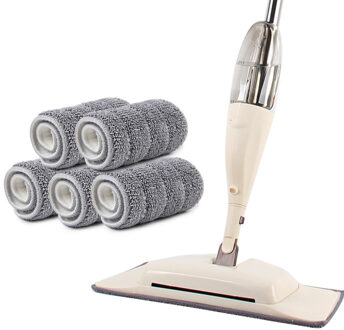 3-In-1 Spray Mop Bezem Set Magic Mop Houten Vloer Platte Mops Huis Schoonmaken Tool Huishouden Met herbruikbare Microfiber Pads Lui Mop 5stk mop rag