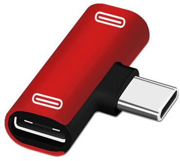 3 in 1 USB c tot type-C Adapter USB Type c Oplaadkabel Oortelefoon Converter voor Xiao Huawei hoofdtelefoon Adapter rood