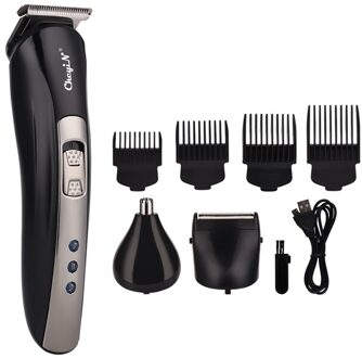 3 In 1 Usb Oplaadbare Elektrische Baard Trimmer Neus Oorhaar Trimmer Scheerapparaat Scheermes Clipper Kapsel Scheren Machine + 4 limiet Kammen