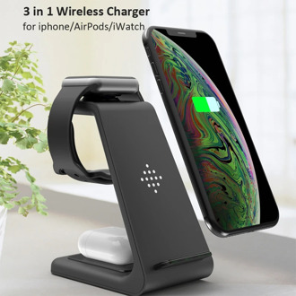 3 in 1 Wireless Charger 10W Fast Charging for iPhone 11 pro/XR/Xs Max/8 Plus for Apple Watch 5 4 3 2 for Airpods with EU Charger