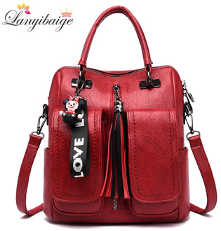 3-in-1 Women Backpacks Vintage Female Shoulder Bags Soft Leather Backpack Ladies Travel Back Pack Luxury Bags for Girls Mochila