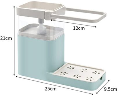 3 In 1 Zeep Pompen Dispenser Container Spons Houder Vaatdoek Handdoek Rag Hanger Afvoer Organizer Keuken RT88 groen