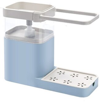 3 In 1 Zeepdispenser Handdoekenrek Spons Houder Badkamer Keuken Opslag Plank Multifunctionele Reiniging Handdoek Organizer Tool blauw
