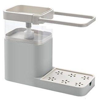 3 In 1 Zeepdispenser Handdoekenrek Spons Houder Badkamer Keuken Opslag Plank Multifunctionele Reiniging Handdoek Organizer Tool grijs