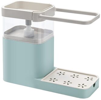 3 In 1 Zeepdispenser Handdoekenrek Spons Houder Badkamer Keuken Opslag Plank Multifunctionele Reiniging Handdoek Organizer Tool groen