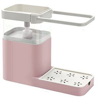 3 In 1 Zeepdispenser Handdoekenrek Spons Houder Badkamer Keuken Opslag Plank Multifunctionele Reiniging Handdoek Organizer Tool roze