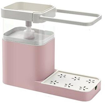 3-In-1 Zeepdispenser Handdoekenrek Spons Houder Keuken Opslag Plank Badkamer Multifunctionele Reiniging Handdoek Organizer Gereedschap roze