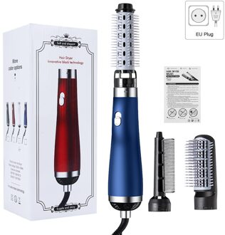 3 In1 Elektrische Föhn Föhn Kam Rotating Air Borstel Haar Straightner Styling Tool Hair Curler Hair Styler kam blauw EU