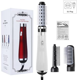 3 In1 Elektrische Föhn Föhn Kam Rotating Air Borstel Haar Straightner Styling Tool Hair Curler Hair Styler kam wit EU