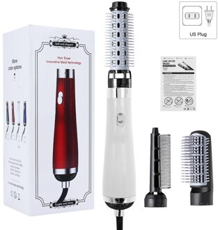 3 In1 Elektrische Föhn Föhn Kam Rotating Air Borstel Haar Straightner Styling Tool Hair Curler Hair Styler kam wit US