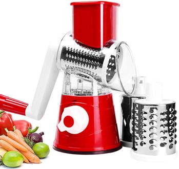 3 In1 Keuken Multifunctionele Groente Cutter Ronde Rasp Voor Groenten Spiralizer Aardappel Slicer Keuken Gadgets Rood