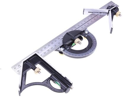 3 In1 Verstelbare Heerser Multi Combinatie Vierkante Hoekzoeker Gradenboog 300Mm/12 Inch Meten Set Gereedschap Universele Heerser rechts