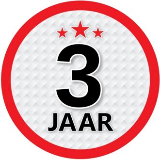 3 jaar leeftijd sticker rond 15 cm - 3 jaar verjaardag/jubileum versiering