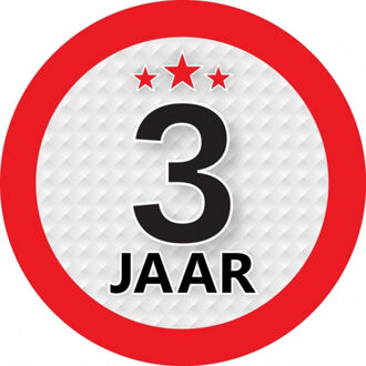 3 jaar leeftijd sticker rond 9 cm - 3 jaar verjaardag/jubileum versiering