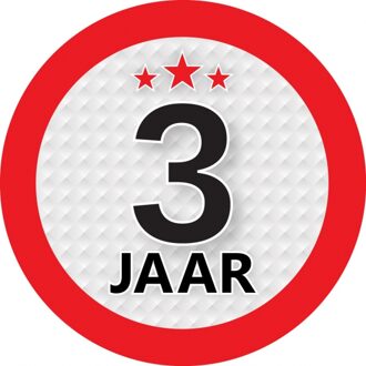 3 jaar versiering ronde sticker 9 cm