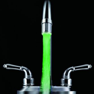 3 Kleur/Enkele Kleur Led Licht Kraan Douche Water Tap Temperatuursensor Geen Batterij Water Kraan Glow Douche Links schroef groen
