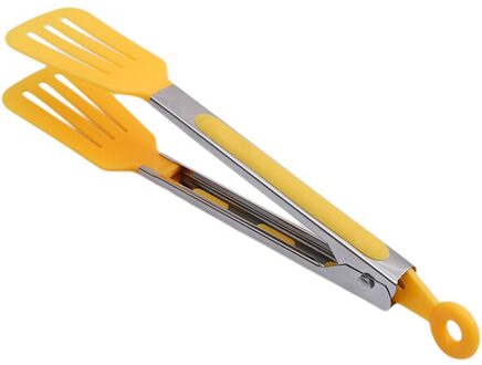 3 Kleuren Bbq Gereedschap 9 Inch Bbq Tang Siliconen Rubberen Handvat Keuken Vlees Tong Barbecue Clip Klem Roestvrij Staal Voedsel tang geel