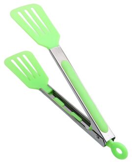 3 Kleuren Bbq Gereedschap 9 Inch Bbq Tang Siliconen Rubberen Handvat Keuken Vlees Tong Barbecue Clip Klem Roestvrij Staal Voedsel tang groen
