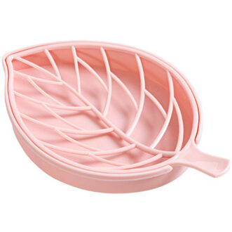 3 Kleuren Bladvorm Zeep Houder Non Slip Zeepkist Wc Douche Lade Afdruiprek Badkamer Gadgets Zeepbakje lade Houder Roze