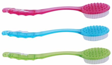 3 Kleuren Lange Handvat Ultra Zachte Bad Douche Brush Huid Massage Terug Wrijven Borstel Gezondheidszorg Lichaam Accessoires Wrijven Tool blauw