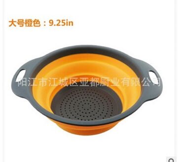 3 kleuren Stukken Opvouwbare Siliconen Vergiet Vouwen Keuken Siliconen Zeef Oranje / L