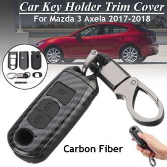 3 Knoppen Abs Carbon Fiber Remote Smart Auto Key Case Bag Cover Fob Met Key Ring Voor Mazda 3 Axela