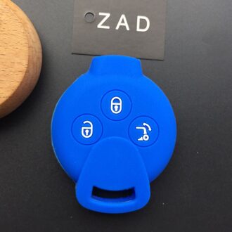 3 Knoppen Siliconen rubber auto sleutelhanger Case Cover shell set voor Benz Smart Fortwo Crossblade K Stad Cabrio key cover ca Blauw