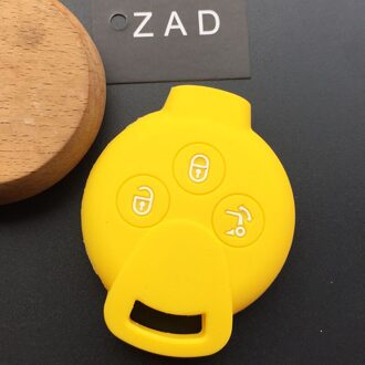 3 Knoppen Siliconen rubber auto sleutelhanger Case Cover shell set voor Benz Smart Fortwo Crossblade K Stad Cabrio key cover ca geel