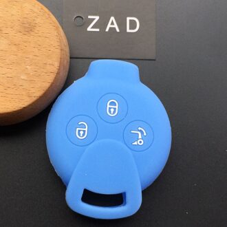 3 Knoppen Siliconen rubber auto sleutelhanger Case Cover shell set voor Benz Smart Fortwo Crossblade K Stad Cabrio key cover ca licht blauw