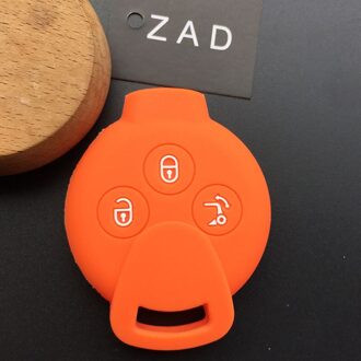 3 Knoppen Siliconen rubber auto sleutelhanger Case Cover shell set voor Benz Smart Fortwo Crossblade K Stad Cabrio key cover ca Oranje